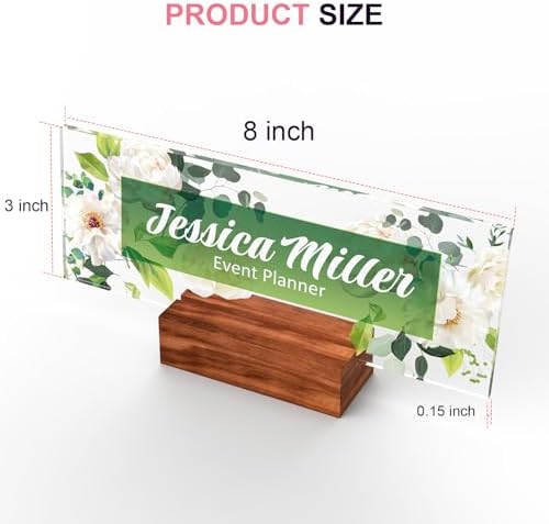 Personalized Acrylic Desk Name Plate with Walnut Wood Base - Image 4