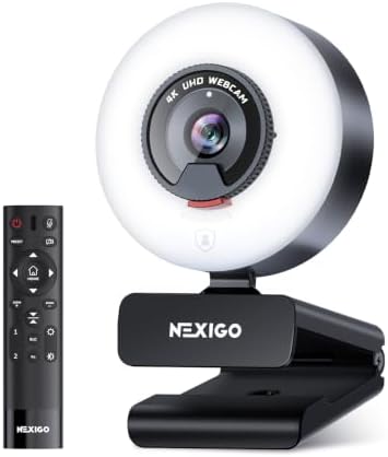 NexiGo N960E Plus 4K Webcam with Ring Light & RF Remote, ToF Autofocus, OSD Menu, 1080p 60FPS, 4X Digital Zoom, Noise-Canceling Mics, Privacy Cover, USB Web Camera for Streaming, Video Calls& Meetings by NexiGo