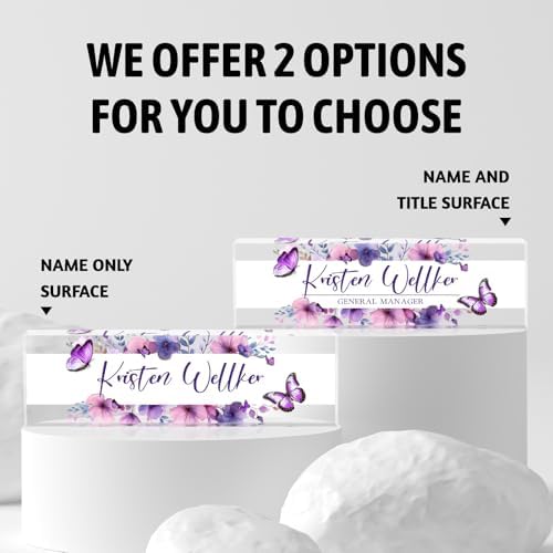 Custom Acrylic Office Name Plates for Desks - Personalized Purple Decor - Image 3