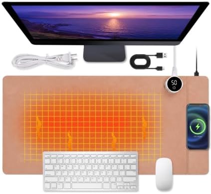 Heated Desk Pad Mouse Mat - Keyword Hand Warmer for Office Desktop, Pink by ChezMax