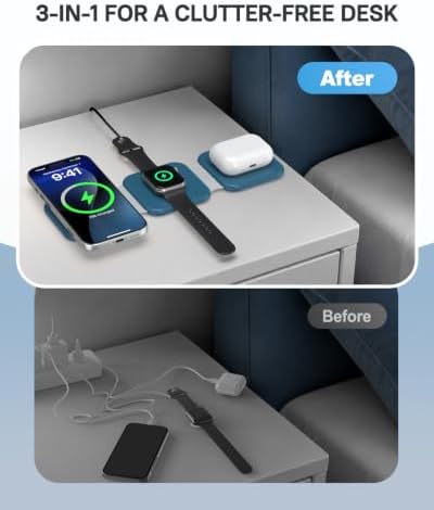3 in 1 Foldable Travel Wireless Charger for Apple Multi Device - Image 3