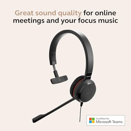 Jabra Evolve 30 II (2025 Edition) Wired Single-Ear Headset with Mic for Work - 3.5mm Jack, USB-A/USB-C Connectivity, with Noise-Cancelling Microphone, Microsoft Teams Certified, Call Control - Black - Image 3