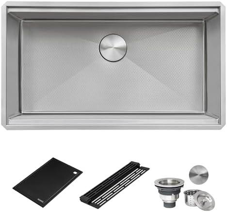 Ruvati 33-in Hex-Bottom Embossed Workstation Kitchen Sink - RVH8633 - Image 3