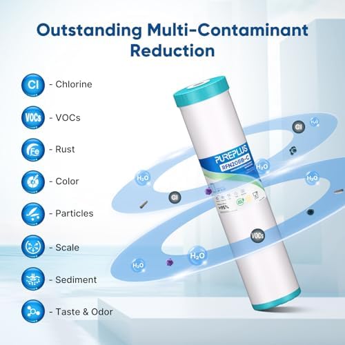 PUREPLUS 20"x4.5" Whole House GAC Water Filter, Granular Activated Carbon - Image 3