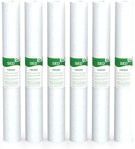 5 Micron Water Filter 20" x 2.5" Replacement Cartridge, 6-Pack by Vegebe