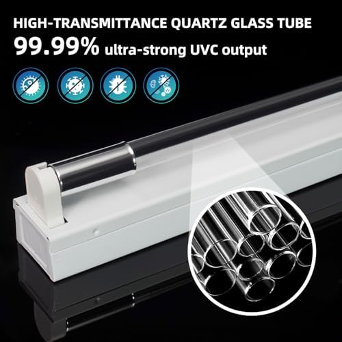 30W UV Sanitizer Light, Powerful UVC Lamp with Steel Suspension Wires, UV Sanitiztion Linear Light for Large Spaces-School, Factory, Hospital, Ozone-Free UVC Linear Batten 253.7nm, T8 G13 35.43 in - Image 6