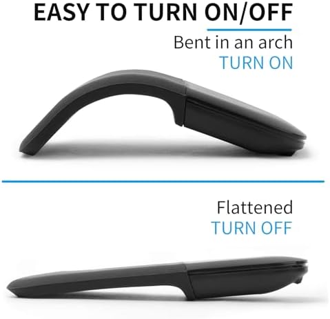 Bluetooth Arc Touch Mouse, Ultra-Thin Portable Folding Travel Mouse whitout USB Dongle, Quiet Click, Powered by AAA Batteries, Foldable Wireless Mice for Laptop PC Chromebook Tablet Mac iPad - Black - Image 2
