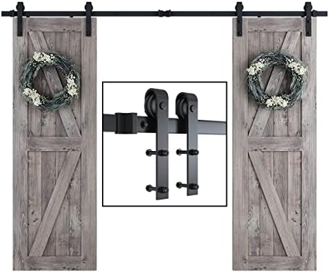 SMARTSTANDARD 9 FT Double Barn Door Hardware Kit, Fit 27" Wide Door Panel by SMARTSTANDARD
