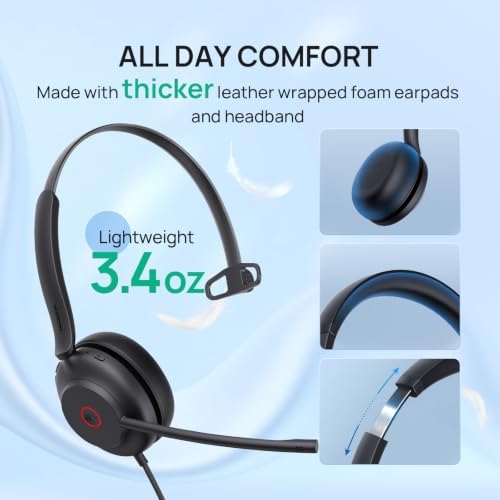 Yealink UH35 Wired Headset, USB-A, AI Noise Canceling Mic,HD Audio, On-Ear - Image 4
