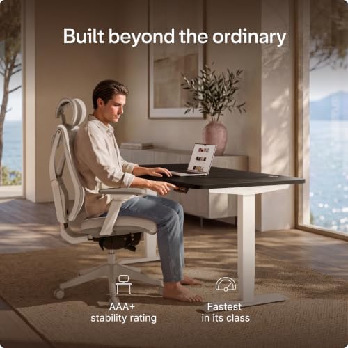 Desktronic HomePro Standing Desk 60x30 — Made in Europe, Ergonomic Sit Stand Home Office Desk, Electric Height Adjustable, Dual Motor, USB & USB-C Charging, Wobble-Free, Touchscreen, 3 Memory Presets - Image 2