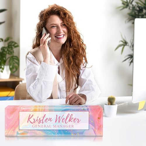 Custom Office Name Plate for Desk - Desk Name Plate Personalized Gifts for Coworkers, Boss, Employees, Teacher, Nurse - Office Desk Decor for Women Men - Employee Appreciation Gifts (Pink/Blue) - Image 6
