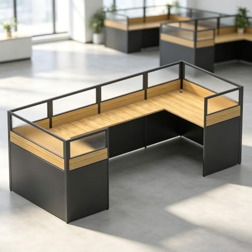 Nykto Office CubicleDesk with Mute Privacy Panels (D2 Person-F, Walnut) by Nykto