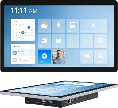 All-in-One Industrial 13.3 Inch Touchscreen Panel PC, Celeron N5095 FHD IPS Display Win11 Pro, 8GB RAM, 128GB Storage, 4X USB 3.0, 2X RS232, Gigabit LAN, HDMI and Type-C by HIGOLEPC