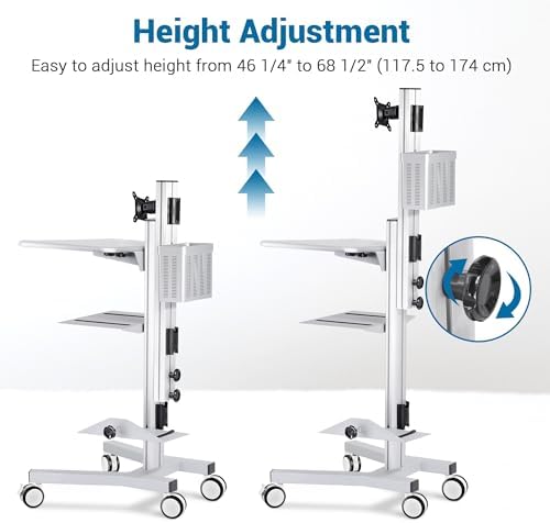 Yescom NexusX Core Mobile Computer Cart Rolling PC Stand Desk Workstation - Image 4