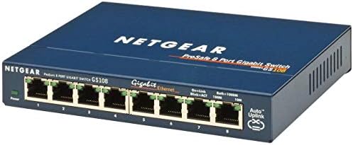 NETGEAR GS108 8-Port Gigabit Ethernet Network Switch, Hub, Internet Splitter, Desktop, and ProSAFE Lifetime Protection by NETGEAR