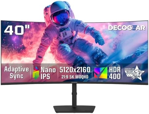Deco Gear 40" Ultrawide Curved Monitor, 5120x2160, 5K2K, 21:9 75Hz 1ms MPRT by DecoGearUSA