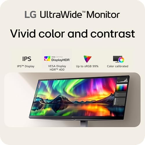 LG 34U530A-W 34-inch UltraWide WFHD (2560 x 1080) IPS Wide Computer Monitor, 100Hz, VESA DisplayHDR 400, HDMI, DisplayPort, USB Type-C, Tilt/Height/Swivel Stand, White - Image 3