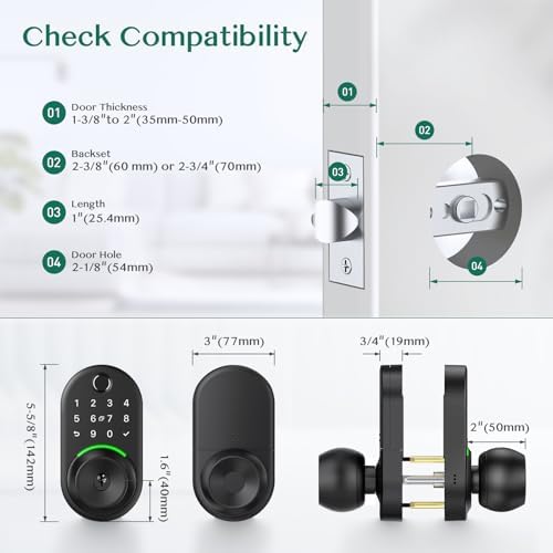 Keypad Smart Door Knob Lock, Yamiry Fingerprint Keyless Entry Handle Lock - Image 6