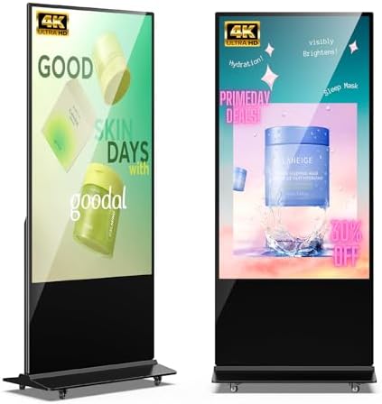 JIYANG 65 Inch 4K Digital Signage Display Kiosk, Indoor Floor Standing LCD Advertising Display with Android Media Player, HDMI/USB/WiFi Input Auto Split Screen(Black) by HomePage