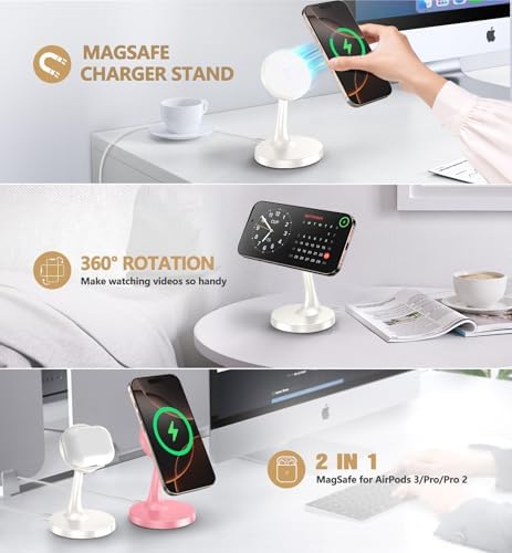 2 Pack Magnetic Wireless Charger iPhone, 15W Fast Mag-Safe Charger Stand for iPhone 18/18 Pro/18 Air/18 Pro Max 17/16/15/14/13/12 Series Magnet Wireless Charging Station/Pad for AirPods- Gifts Ideas - Image 2