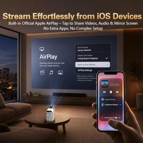 Projector with WiFi and Bluetooth, Projector for Bedroom/Outdoor - Image 3