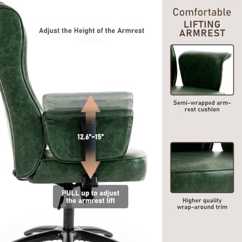 DYHOME Vintage Office Chair Wingback Executive Desk Chair - Image 3
