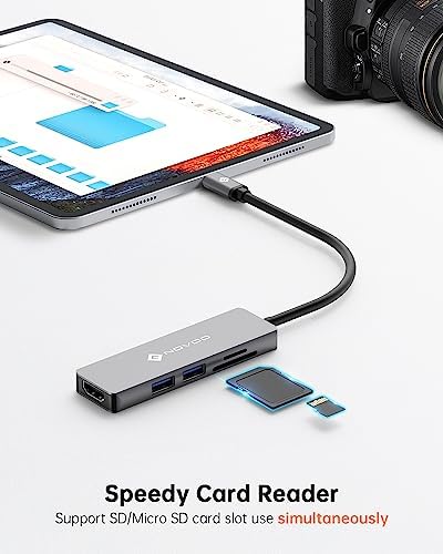 NOVOO USB C Hub 5 in 1 with HDMI 4K Adapter, 2 USB 3.0 Ports, 1 SD Memory Port, 1 microSD Card Reader - Image 5