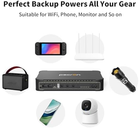 PECRON D39 DC UPS Battery Backup, 38.48Wh Small UPS for WiFi Router/Modem/Security Camera/Phone, Uninterruptible Power Supply with PoE Port, 5V/9V/12V DC5521 Port, 5V USB-A - Image 5