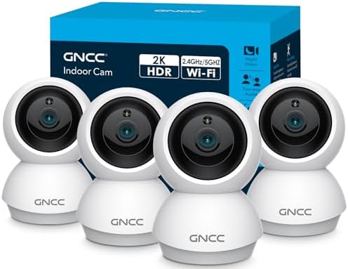 GNCC Cameras for Home Security 5Ghz WiFi Indoor Camera with 360°PTZ, 4 Pack by GNCC