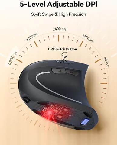 TECKNET 2.4G Wireless Ergonomic Vertical Mouse(USB Receiver, Rechargeable) - Image 6