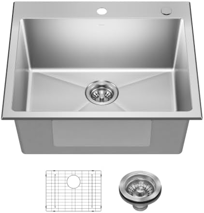 KRAUS Fairlane 25 in Drop In Single Bowl Stainless Steel Kitchen Sink by Unknown