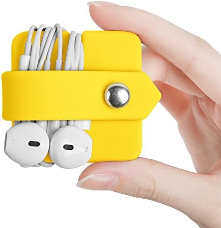 Portable Electronic Device Cover Cord Organizer for Earphones, Yellow - Image 3