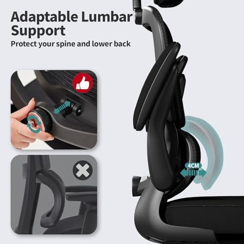 TRALT Office Chair Ergonomic Desk Chair with Lumbar Support Black, 15 - Image 5