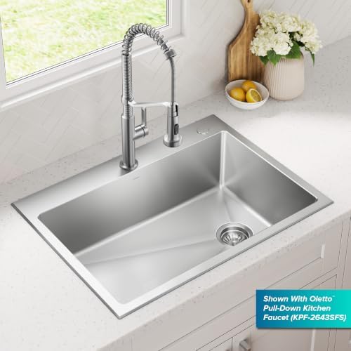 KRAUS Fairlane 30 in Drop In Single Bowl Stainless Steel Kitchen Sink - Image 2