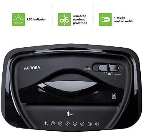 Aurora 12 Sheet Crosscut Paper and Credit Card Shredder with 5.2 gal Wastebasket - Image 5