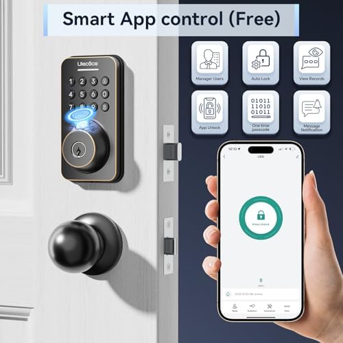 Ulecoce U68 Fingerprint Keypad Deadbolt with Knob Set, Oil Rubbed Bronze - Image 3
