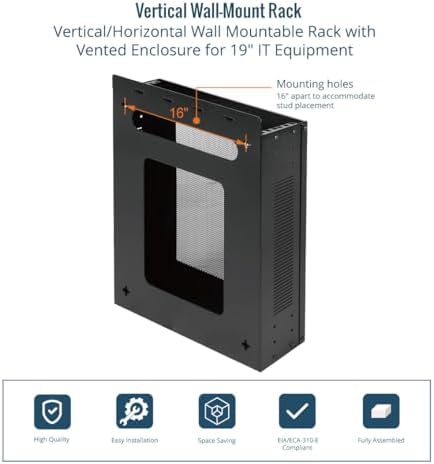 Tecmojo 2U Vertical/Horizontal Wall Mountable Server Rack, with Vented Enclosure for 19" IT Equipment, Cable Modems, Telecom, A/V, Black - Image 5