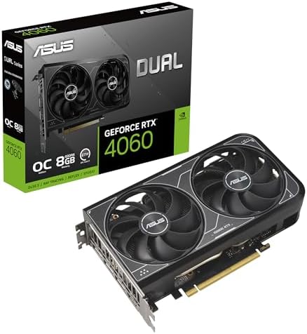 ASUS Dual GeForce RTX 4060 V2 OC Edition (PCIe 4.0, 8GB GDDR6, DLSS 3, HDMI 2.1a, DisplayPort 1.4a, 2-Slot Design, Axial-tech Fan Design, 0dB Technology), 3 Year Warranty by Unknown