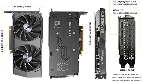 ZOTAC Gaming GeForce RTX™ 3050 Twin Edge 8GB GDDR6 128-bit 14 Gbps PCIE 4.0 Gaming Graphics Card, IceStorm 2.0 Advanced Cooling, Freeze Fan Stop, Active Fan Control, ZT-A30500E-10M - Image 2