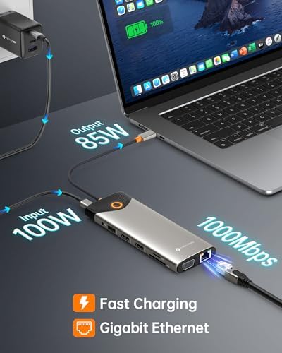 NOVOO 15 in 1 Docking Station Dual Monitor USB C Docking Station 3 Monitors - Image 4