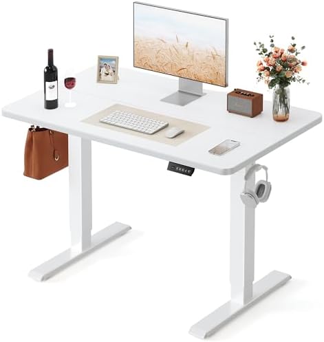 FEZIBO Standing Desk 40 × 24 Inch Electric Height Adjustable, White by FEZIBO