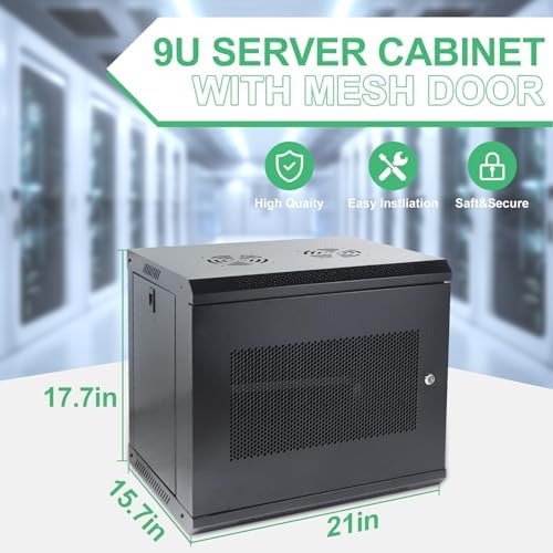 9U Wall Mount Server Cabinet IT Network Rack Enclosure Locking Door Black - Image 2