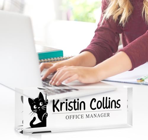 Custom Name Plate for Desk, Personalized Desk Name Plate on Clear Acrylic Glass, Appreciation Gifts for Teacher Employee Boss Coworkers Nurse, Office Desktop Accessories For Women Men (Slate) - Image 3