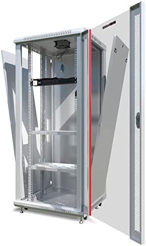 Sysracks 22U Gray Wall Rack Mount Server 19" Deep Network Cabinet, Server Rack with Fan, Removable Side Panels, Locking Glass Door 24" Computer Cabinet Enclosure Network Rack Case 22.600 - Image 2