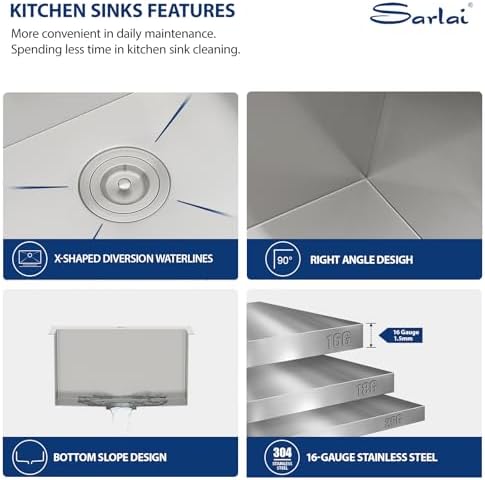 12 Inch Deep Drop In Laundry Sink - Sarlai 25x 22 Laundry Utility Sink Drop In Topmount Single Bowl 16 Gauge Stainless Steel Kitchen Sink Utility Sink - Image 4