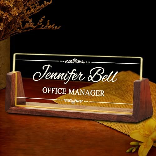 Ship Next Day Custom Name Plate for Desk, Acrylic Office Desk Accessories by Unknown