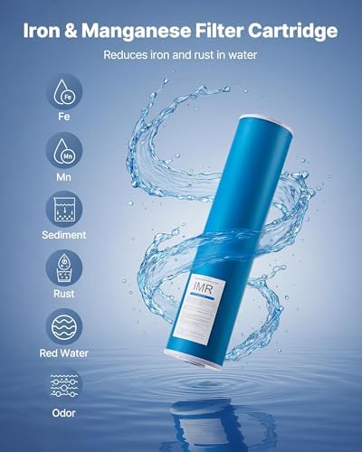 VEVOR Whole House Water Filter Replacement Cartridge, 4.5" x 20" Iron & Manganese Reducing Replacement Filter for 3-Stage Whole Home Water Filtration System, Reduce Chlorine, Bad Taste, Odor - Image 2