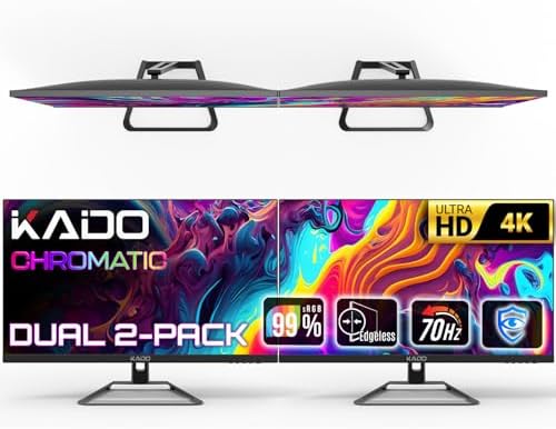 Kado 2-Pack Dual 27" 4K 70Hz UHD 3840x2160 Flat Screen Computer Monitor by Kado