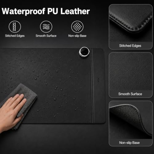 Heated Desk Pad Mouse Mat - Keyword Hand Warmer for Office Desktop, Black - Image 5