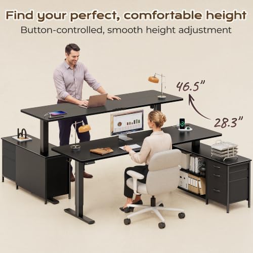 PRAISUN 63'' L Standing Desk with Outlets, Cabinet with Shelves, Drawers - Image 5